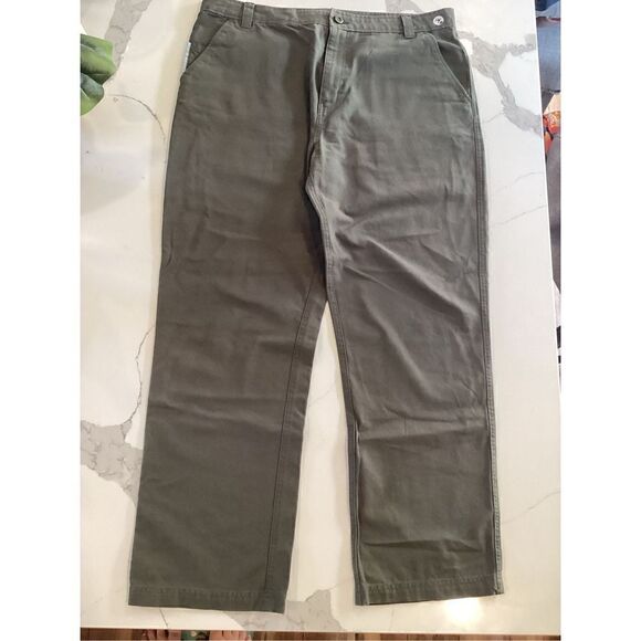 Mountain Hardware Men Canvas Pants Sz 36 Evergreen Casual Work Hiking - Picture 1 of 7